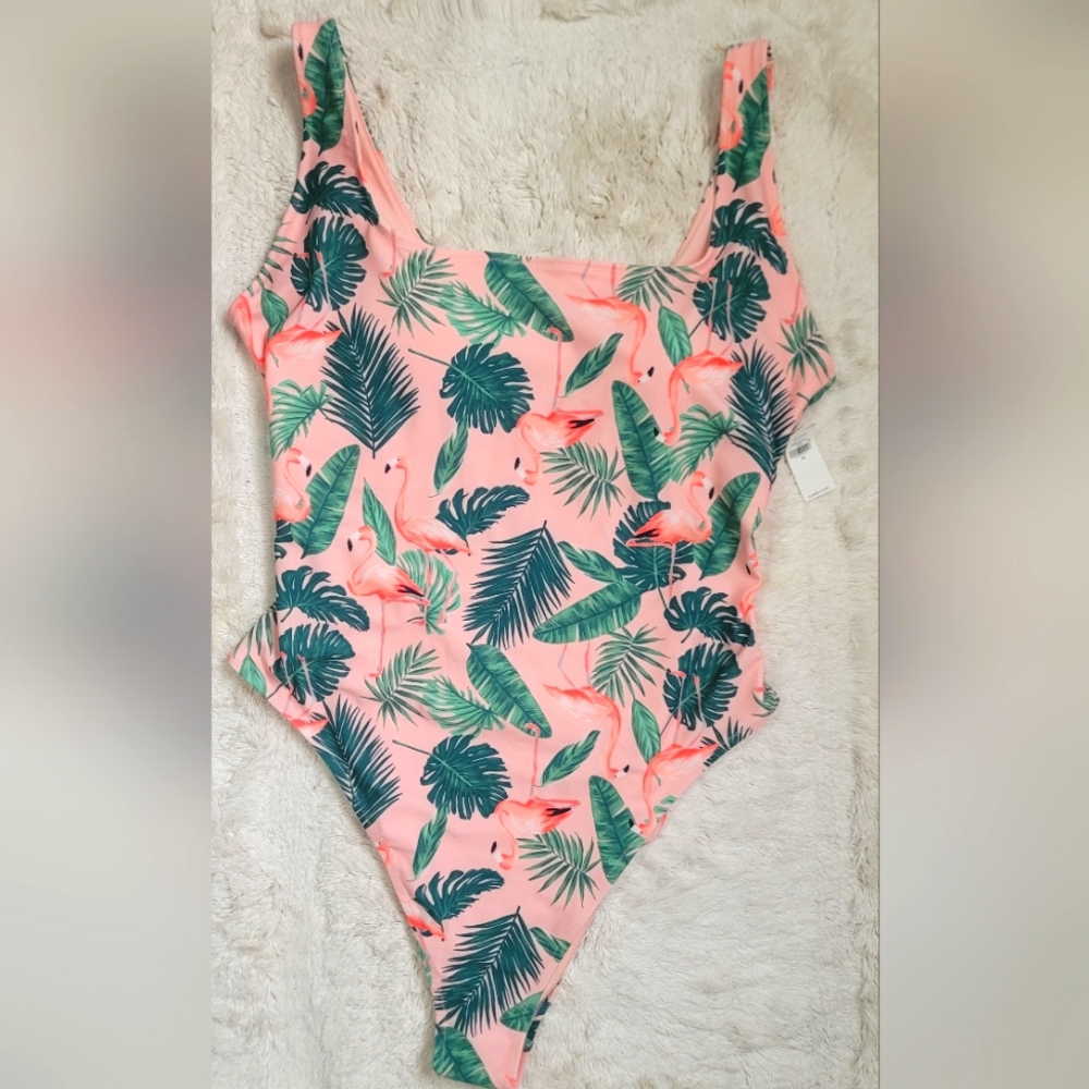 Tropical Twist-Back Cutout One-Piece Swimsuit